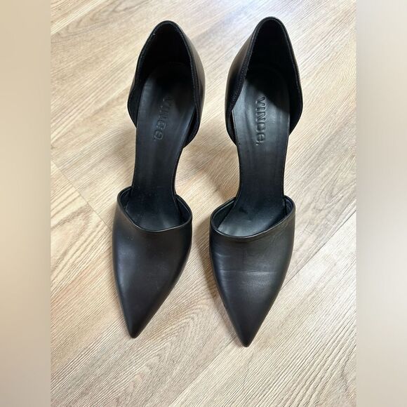 Vince Shoes - Vince Leather D'Orsay Pumps, heels black semi pointed size 8 Made in Italy 3.5”